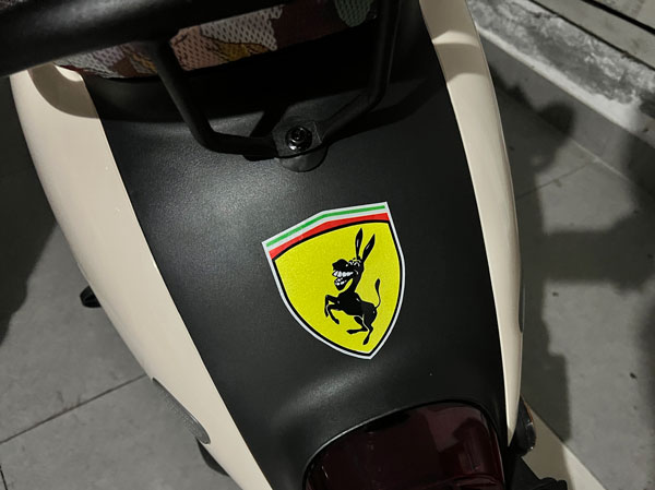 反光法拉驴车标,自己买的 反光法拉驴车标,自己买的